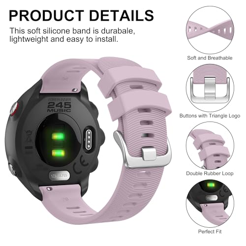 Image of Tobfit 20mm Straps Compatible with Garmin Forerunner 165 /165 Music, Forerunner 55 /158,245 /245 Music, 645 /645 Music Band for Women Men, Silicone Strap for Garmin Watch