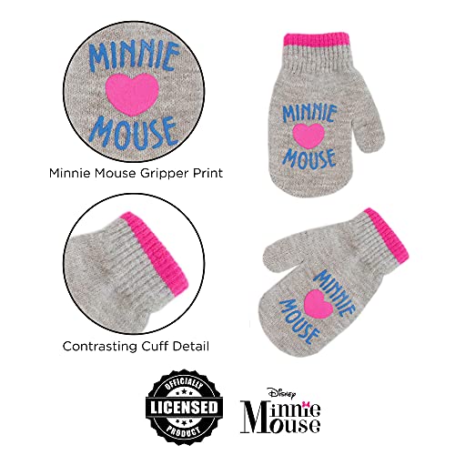 Disney Girls Toddler Winter 2-4 Or Minnie Mouse Hat And Kids Gloves Ages 4-7, Pink/Grey-Mittens Set, 2-4T #TOP4