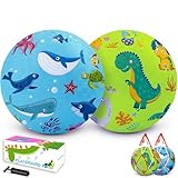 2 Pack Cartoon Kickball Set, 8.5 Inch Toddler Playground Balls, Bouncy Balls Ball for Kids Ages 3 and Up Gift, Dodgeballs Includes Pump and Storage Bag, Outdoor & Indoor Games Toy Balls for Toddlers