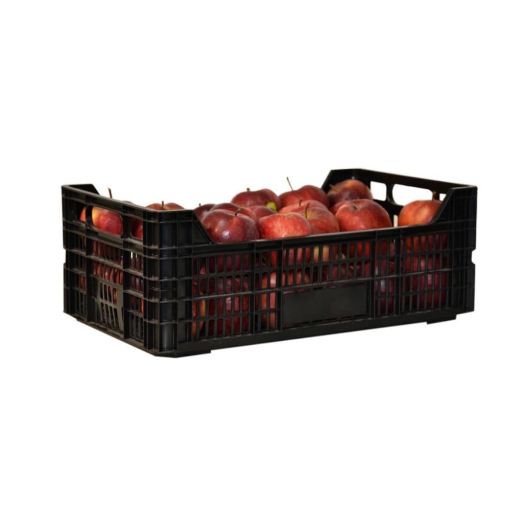 Caja de almacenaje de 30x40cm, caja de frutas y verduras, cesta apilable para frutas y verduras, 15 kg, color negro (12)