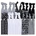 Hair Ties Ponytail Holders - 20 Pack"Tribal Black Silver White" Aztec No Crease Ouchless Elastic Styling Accessories Pony Tail Holder Ribbon Bands - By Kenz Laurenz