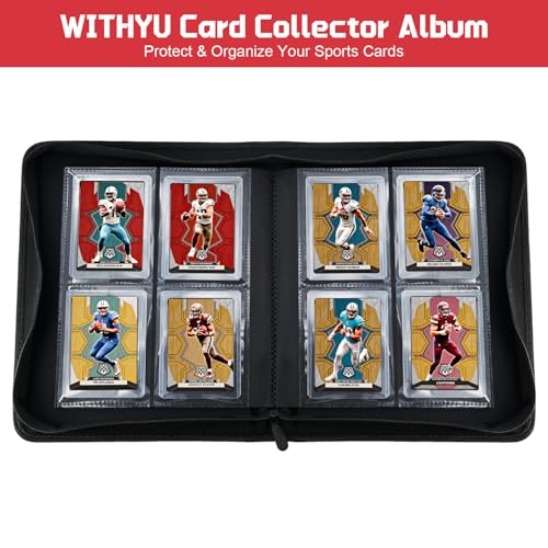 Toploader Binder 4 Pocket, WITHYU Trading Card Binder Top Loader PU Leather Album with 128 Pockets, Ringless Card Holder for Sports TCG MTG Collection (Burgundy) by WITHYU - Used condition - Image 4