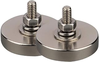 Mutuactor 2PCS Super Powerful Neodymium Round Magnet with 1/4''-20 Male Threaded Stud and Vertical Magnetic Pull-Force 150lbS…
