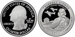 2021 S United States Tuskegee Airmen Silver Proof Quarter, Deep Cameo, Legal Tender, 25 Cents,