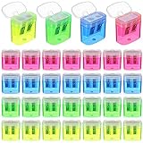 Lincia 500 Pcs Pencil Sharpeners Bulk Pencil Sharpeners Manual Colored Dual Holes Portable Handheld Compact Sharpener for Kids Adults Students Party Favor School Class Office Home Travel Supplies