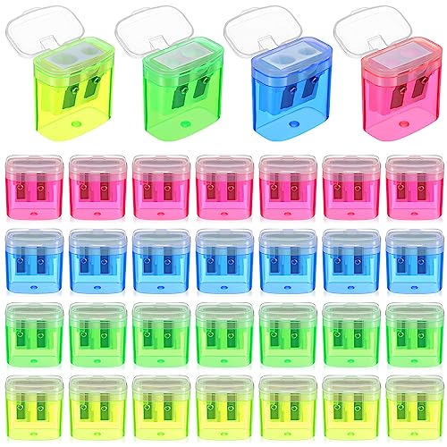 Lincia 500 Pcs Pencil Sharpeners Bulk Pencil Sharpeners Manual Colored Dual Holes Portable Handheld Compact Sharpener for Kids Adults Students Party Favor School Class Office Home Travel Supplies