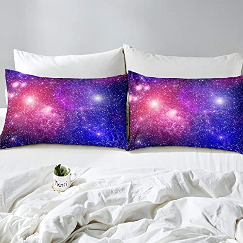 Housse de couette ciel étoilé violet Tbrand lit luxe microfibre