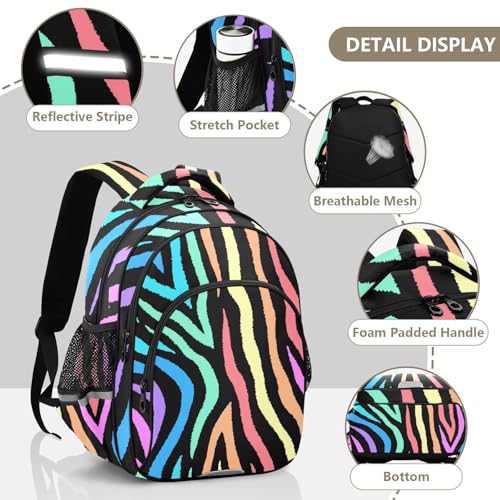 Sac à dos à rayures zébrées colorées pour filles et garçons