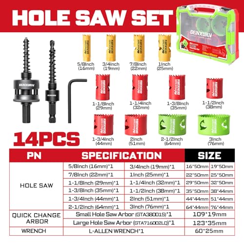 GEINXURN Bi-Metal Hole Saw Set