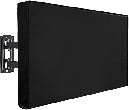 Outdoor TV Cover, 48 to 50 Inch Weatherproof TV Protector, 600D Oxford Fabric Waterproof Outdoor Television Cover with Back Storage Pocket, Universal Fit for Wall Mount Bracket, Black