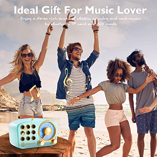 Retro Bluetooth Speaker, Vintage Radio-Greadio Fm Radio With Old Fashioned Classic Style, Strong Bass Enhancement, Loud Volume, Bluetooth 5.0 Wireless Connection, Tf Card And Mp3 Player (Blue) #TOP5