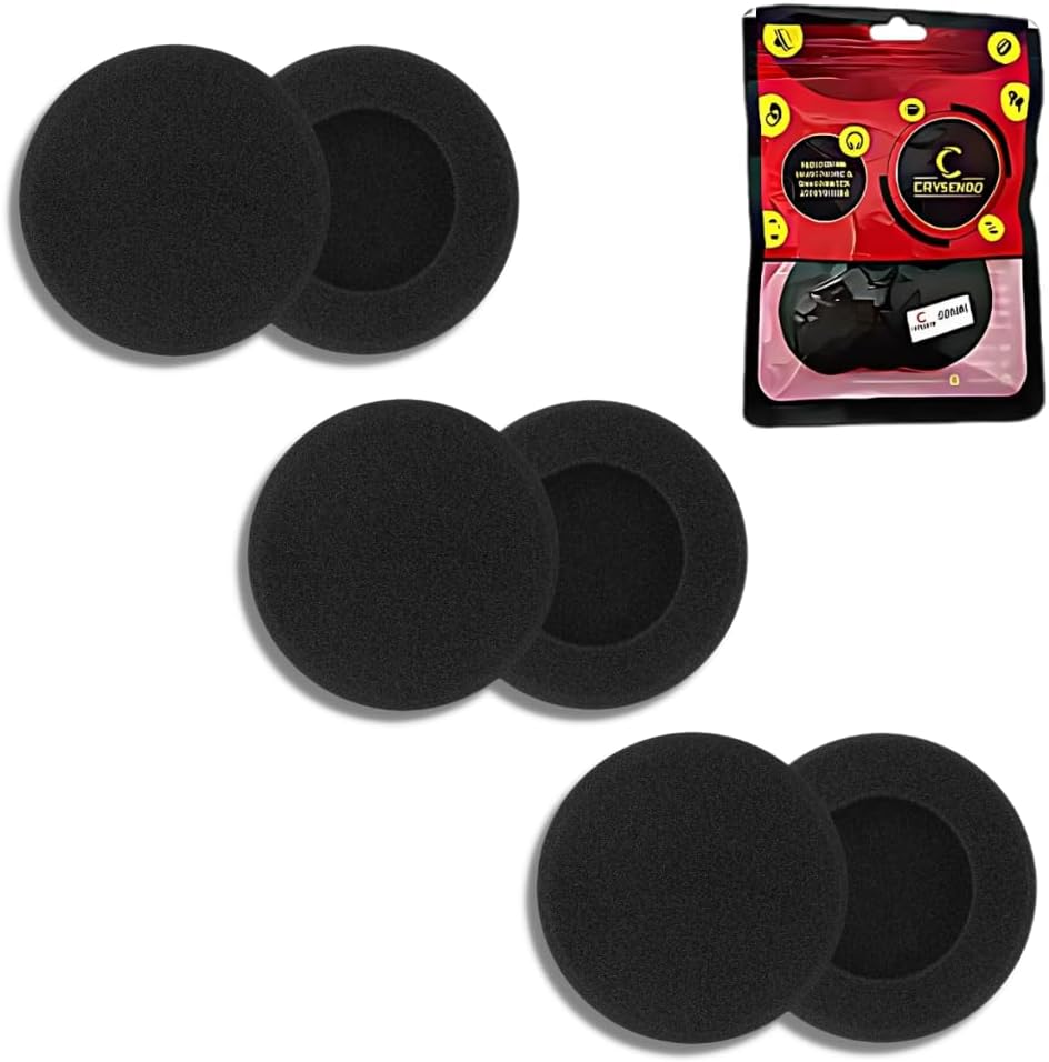 Crysendo Headphone Cushion Compatible with Logitech H600 (60mm / 6cm) | 10MM Thick Replacement Foam Sponge Ear Pads | High Density Foam Ear Muffs for Enhanced Comfort | Pack of 6 pc