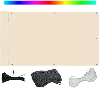 Valla de privacidad para balcón, 110 x 800 cm, protección contra el viento y los rayos UV, para jardín, patio, diseño opaco para 100 % privacidad, incluye cordón y sujetacables, color blanco