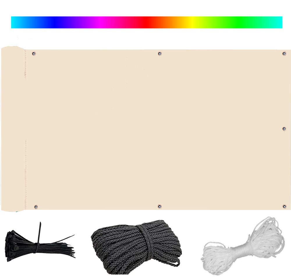 Balkonabdeckung 150x700cm Wetterbeständig Windschutz mit Kabelbinder und Kordel Ideal für Balkon Terrasse und Garten, Messme/Weiß Beige