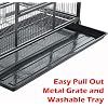 Extra Large Double Stackable Wrought Iron Chew-Proof Ferret Chinchilla Sugar Glider Small Animal Cage with Washable Tray and Removable Rolling Stand