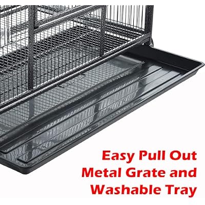 Extra Large Double Stackable Wrought Iron Chew-Proof Ferret Chinchilla Sugar Glider Small Animal Cage with Washable Tray and Removable Rolling Stand