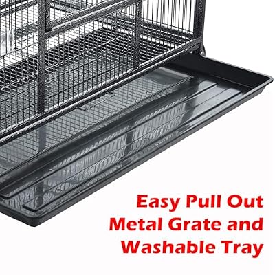 Extra Large Double Stackable Wrought Iron Chew-Proof Ferret Chinchilla Sugar Glider Small Animal Cage with Washable Tray and Removable Rolling Stand