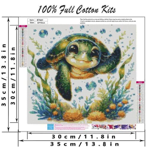 Image of Sea Turtle Cross Stitch Kits for Adults Beginner,Counted Cross Stitch Kits Printed Stitching Cute Patterns Dimensions Needlepoint Art Crafts Embroidery Kits for Adults Beginners (13.7x13.7 inch)