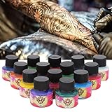 Juego de tintas de tatuaje profesional de 14 colores, pigmento de color de cuerpo microblading Suministro de tinta de tatuaje de larga duración Juego de práctica para máquina de tatuaje tinta de tatua