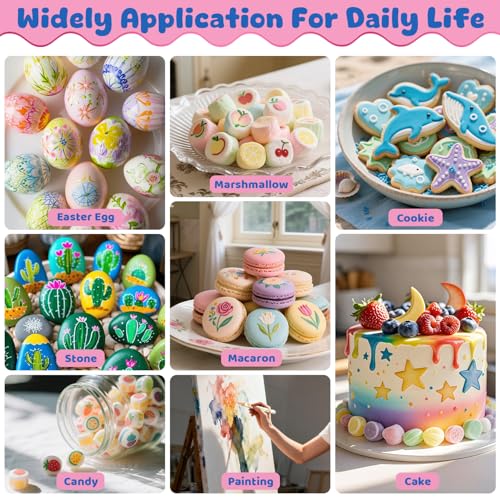 Lebensmittelfarbe Stifte, 8 Stücke Lebensmittelstifte mit weichen Pinselspitzen für dicke und dünne Linien, Lebensmittel Stift Backen, Essbare Stifte für Kuchen, Kekse, Fondant, Food