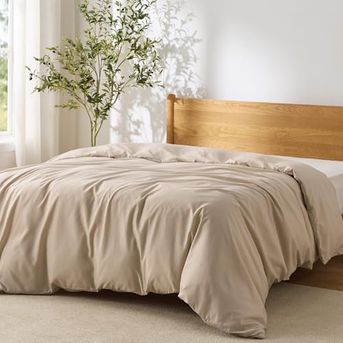 Image of Bedsure Duvet Cover Queen - Only Includes 1 Duvet Cover (90 inchx90 inch), Hotel Luxury Soft Double Brushed All Season Bedding for Kids & Adults, Zipper Closure, Light Brown (No Comforter, No Pillow Shams)