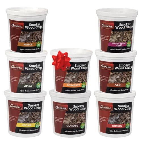 Camerons Natural Extra Fine BBQ Wood Chips- Variety 8 Pack, Apple, Cherry, Bourbon, Oak, Hickory, Maple, Pecan, Mesquite- Sawdust Shavings for Smoking Gun, Smokers, Smoke Boxes- Barbecue Xmas Gift Set