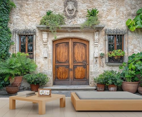 European Style 3D Wallpaper, Imitation Door Wall Mural, Large Photo Murals for Renters Living Room Bedroom Corridor TV Background Decor - 98.4