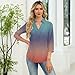 3/4 Length Sleeve Womens Tops Lapel V Neck Pullover Solid Tops Business Work Outfits Loose Blouses Casual Tees（4-Multicolor,X-Large）