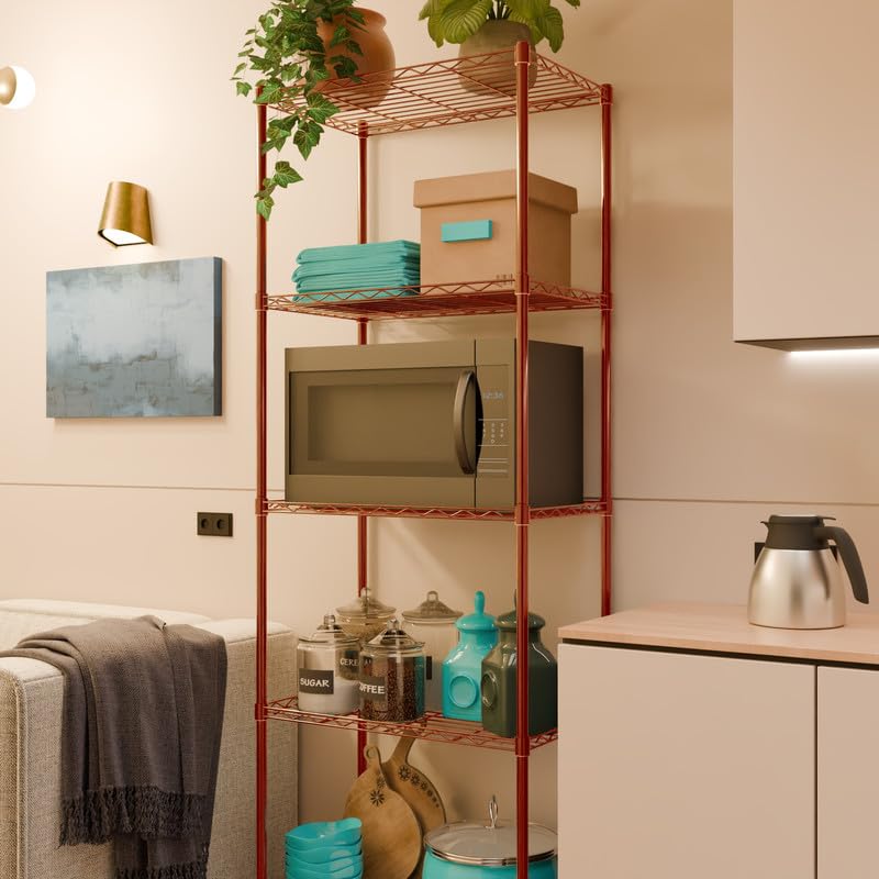 Image of 5-Shelves Heavy Duty Steel Storage Rack | Multipurpose Shelving Unit for Kitchen, Home & Utility