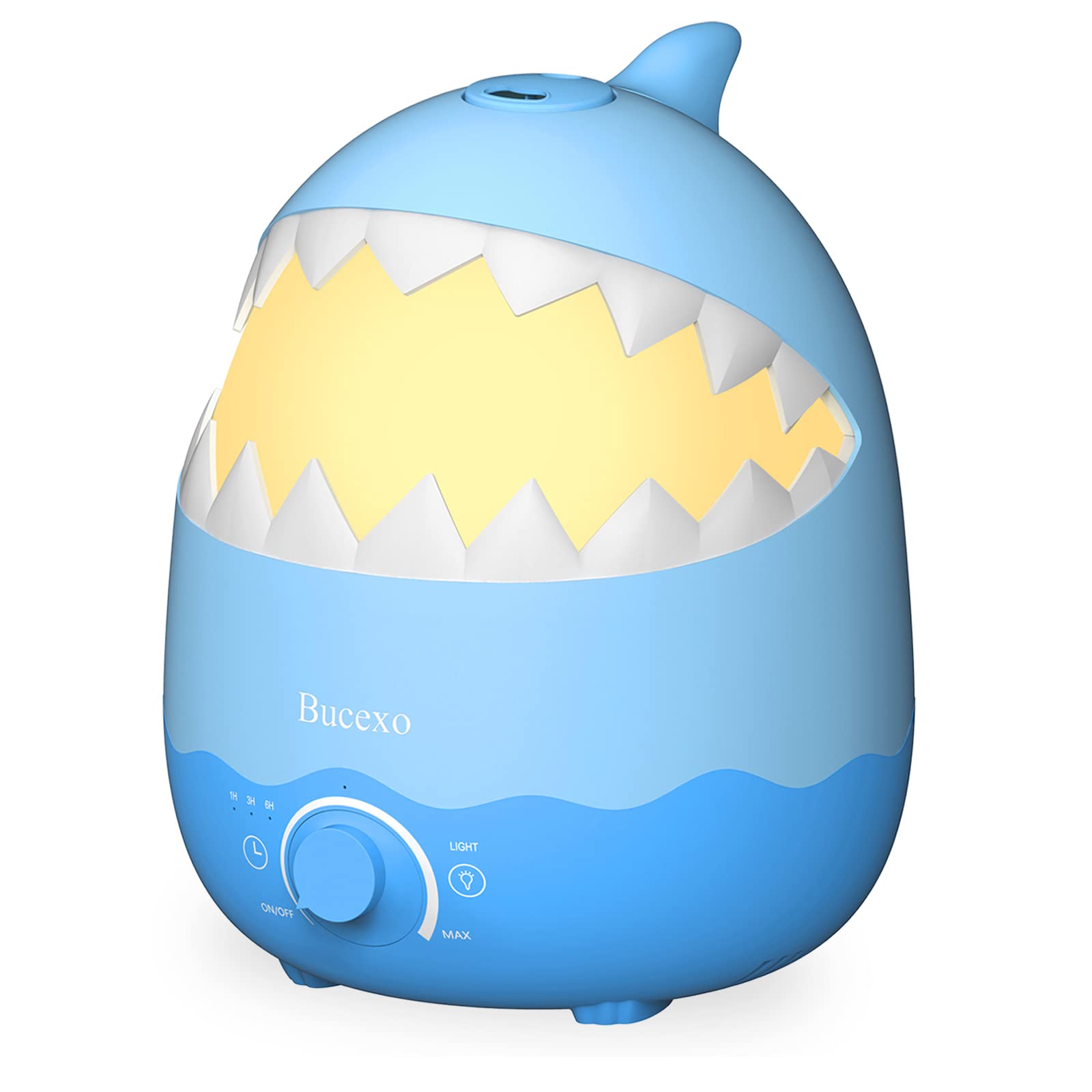 Humidifiers for Baby Bedroom, Cool Mist Humidifier for Kids Nursery, Air Humidifier with Essential Oil Diffuser and Night Light, Timer, BPA Free, 1.6L, Up to 40Hours, Shark, Ideal for baby