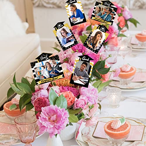 MEFENG 15Pcs Graduation Party Picture Centerpiece Sticks - Graduation Party Decorations - Grad Photo Table Toppers for College/High School Party - Black Gold by MEFENG - Used condition - Image 6