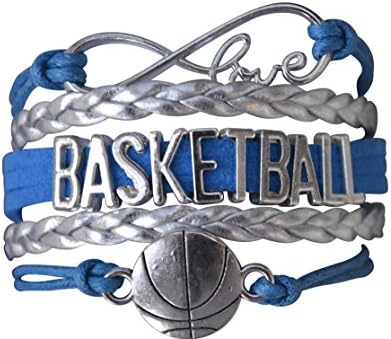 Infinity Collection Basketball Bracelet- Blue and Silver Charm Bracelet- Basketball Jewelry - Basketball Gift