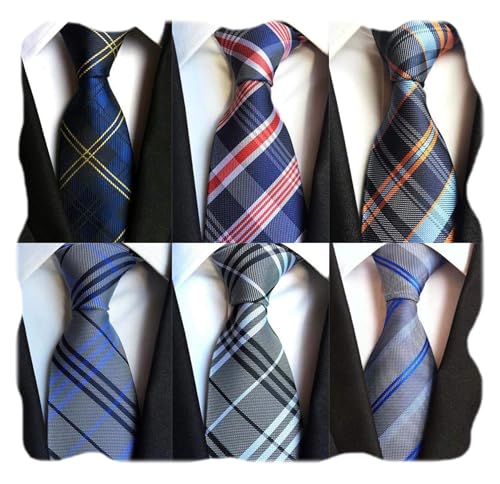 WeiShang Classic Silk Woven Jacquard Neck Ties for Men, M, 6 Pieces