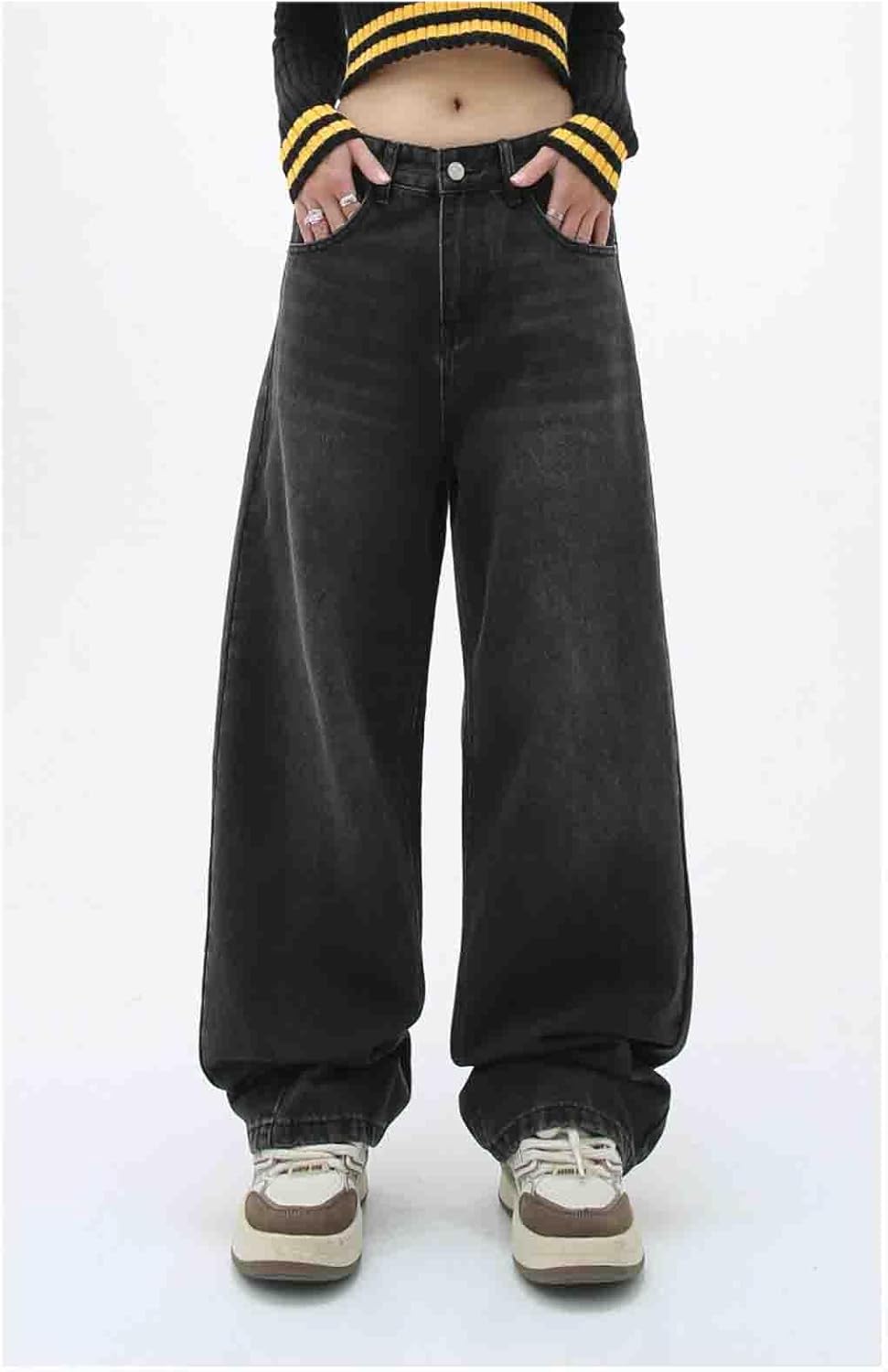 Men's Jeans Loose Pants Y2K Hip-hop Jeans Casual Solid Color Jeans Loose Retro Work Pants