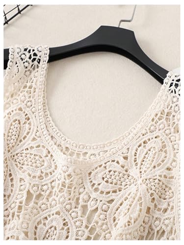 GORGLITTER Women's Lace Boho Western Tank Top Guipure Hollow Out Scoop Neck Sleeveless Vest Cowgirl Outfits 20253