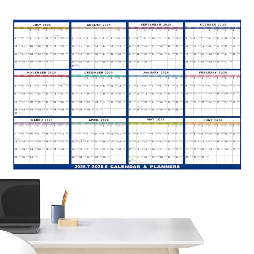 Wezalget Calendario borrable de doble cara, calendario de pared de borrado en seco de 12 meses, planificador mensual reutilizable de escritura suave, marcador borrable en el hogar para familias y