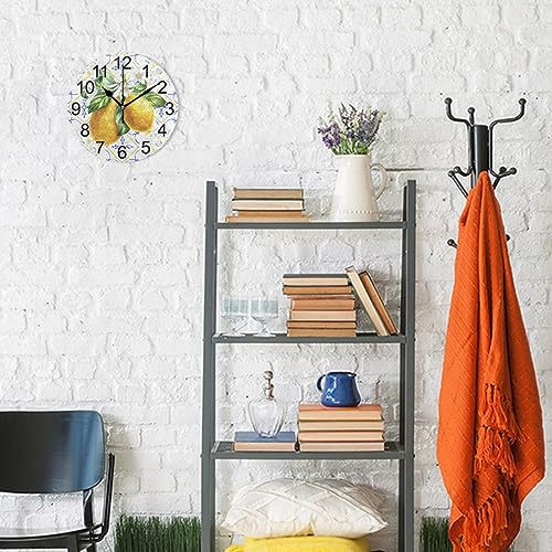 Boenle 10 X 10 X 0.2 INCHES Mediterranean Lemons Tile Wall Clock Non Ticking Silent Kitchen Clock Large Battery Operated Clocks 10 Inch thumb #3