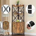 YITAHOME Corner Bar Cabinet with Glass & Wine Holder, Industrial Corner Shelf with Wine Storage, 5-Tiers Liquor Cabinet Bar for Home/Living Room/Kitchen, Rustic Brown - Image 5