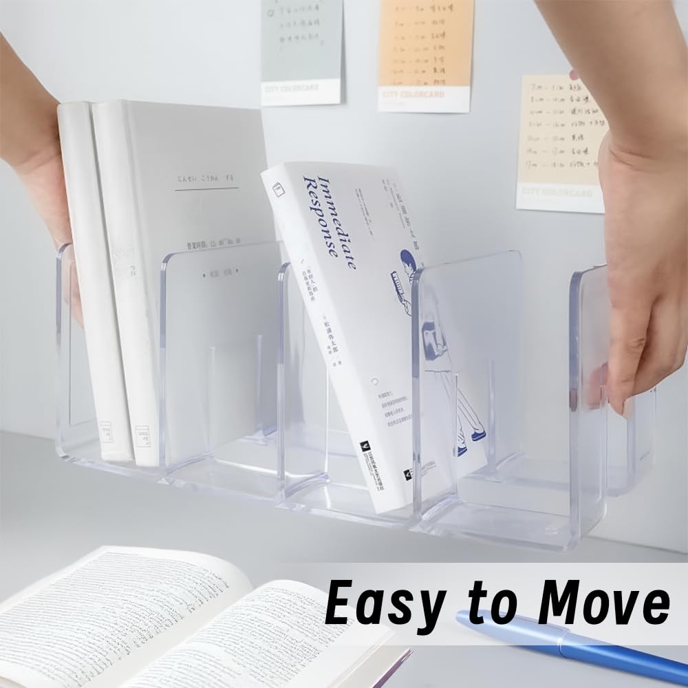 4PCS Archivadores Oficina de Transparente, SHAIDOJIO Clasificador Documentos de Acrílico-32cm, 4 Secciones Organizador Bolsos Armario para Libros Bolsos Billeteras Bebida Estudio de la Sala de Estar