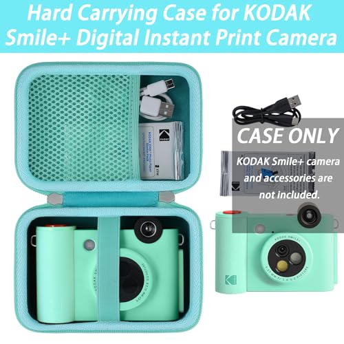 Image of khanka Hard Case for Kodak Smile+ /Kodak Smile Plus Camera,Mint Green | EVA Hard Shell, Mesh Pocket Accessory Storage, Travel-Ready Portable Storage, Easy Carry Handle, Protective Case Only
