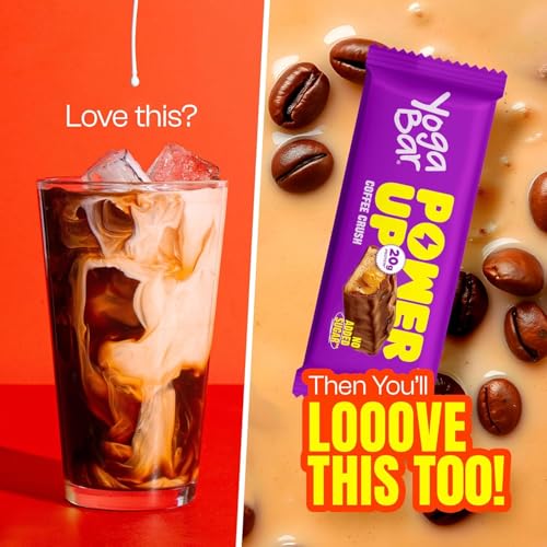 Image of Yogabar Power Up 20g Protein Bar (1 Bar, Coffee Crush) | No Added Sugar Protein Bars | Premium High Protein Blend - Whey Protein Concentrate, Isolate, Peanuts & Soy | Healthy Protein Snacks