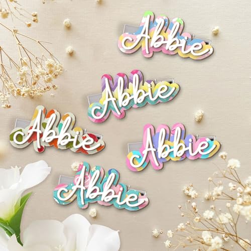 Custom Shape Hair Clip – Personalized Acrylic Hair Accessories with Name or Word, Cute and Sparkly Design for Girls, Babies, and Women, Unique Gift for Birthdays, Christmas or Special Occasions (HC 1)