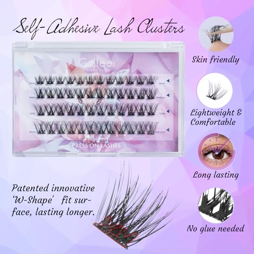 Gollee Self Adhesive Eyelashes 10-16mm | No Glue Needed Pre-Glued Lash Clusters | 48 Clusters Wispy Natural Look | Reusable Beginner Friendly No Residue - Image 3