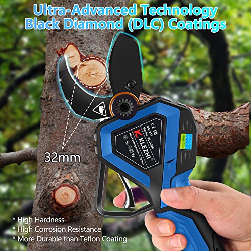 K Klezhi Cordless Electric Pruning Shears With Colorful Led Dispaly,Cut Capacity Of 32Mm / 1.26Inches, 2 X 2 Ah Lithium Rechargeable Battery 8-10 Working Hours Black #TOP5