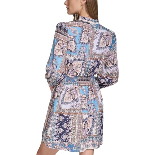 Vince Camuto Women's Tie Neck Short Mini Dress for Summer Casual Parties Velvet Material High-Quality Mini Dress 