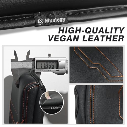 Muslogy Center Console Armrest Cover Fit for Nissan Frontier 2022-2025 2026 Accessories, Comfort Armrest Pad Console Lid Cushion Vegan Leather 1-Inch Extra Thick (V2 Orange Trim) by Muslogy - Image 3