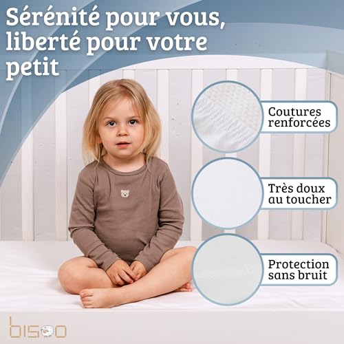 Drap housse 60x120 lit bebe impermeable blanc en jersey - 5