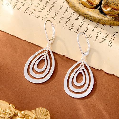 Sterling Silver Heart Earrings for Women 14K Gold Plated Love Heart Dangle Earrings Drop Hypoallergenic Leverback Huggie Hoop Earing for Women Trendy3