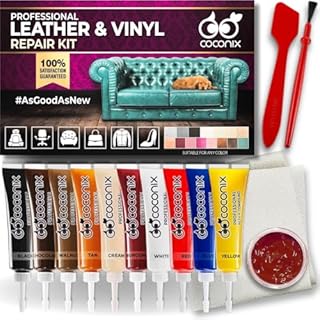 Coconix Leather & Vinyl Repair Kit | Fix Tears, Holes, Scratches, and Peeling on Leather and Vinyl Furniture, Car Seats, and Jackets | Easy Application with Customizable Colors