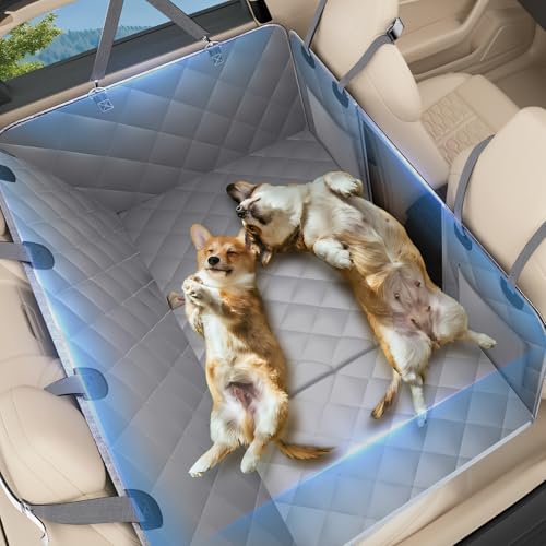 AIEDOULER 犬用バックシートエクステンダー ハードボトム 犬用カーシートカバー 後部座席用 耐荷重400ポンド 後部座席エクステンダー 犬用犬用ハンモック 車 SUV 小型トラック グレーの商品画像（Amazon）